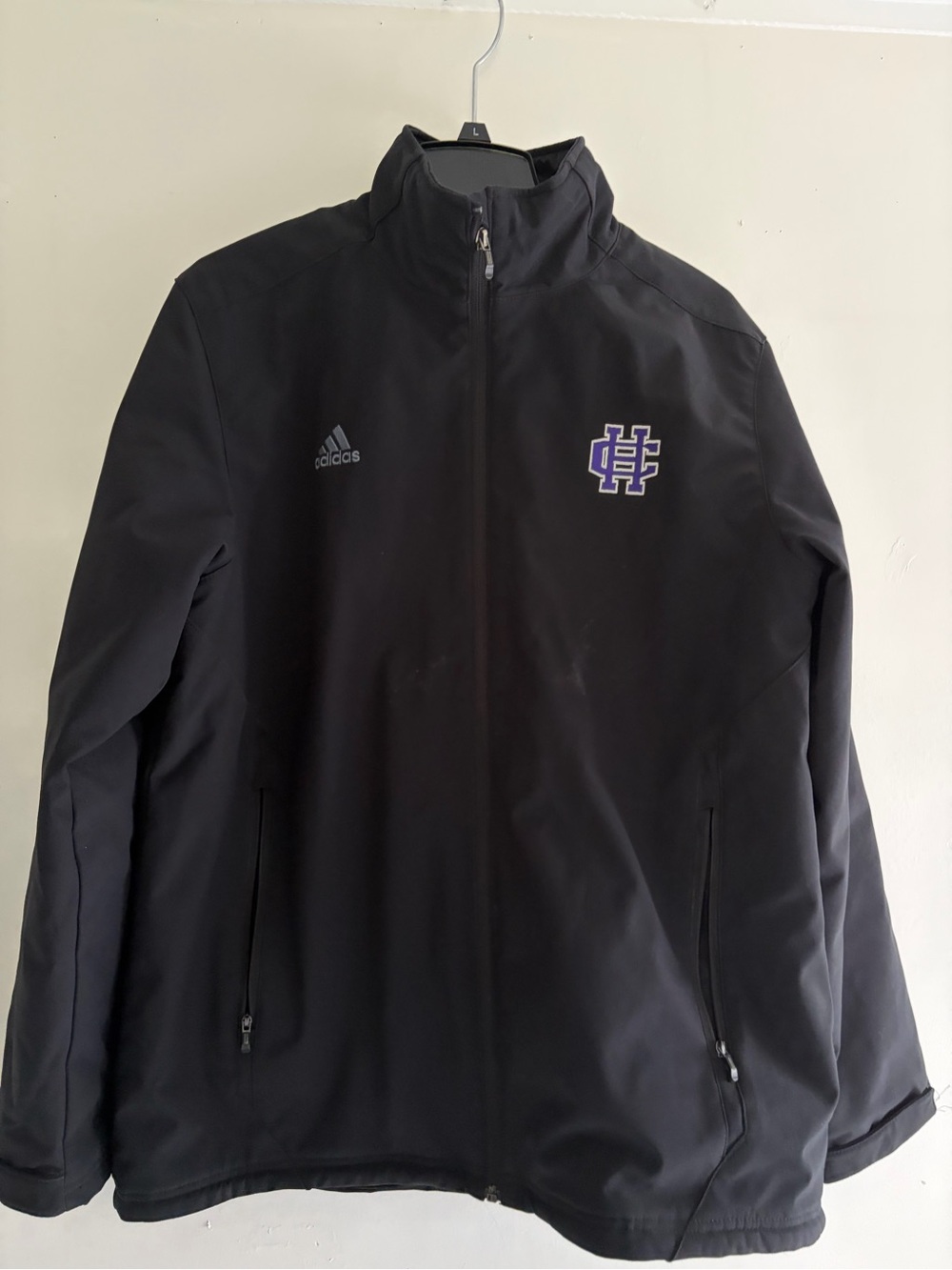 adidas Black Men's Full-Zip Jacket with Purple Logo